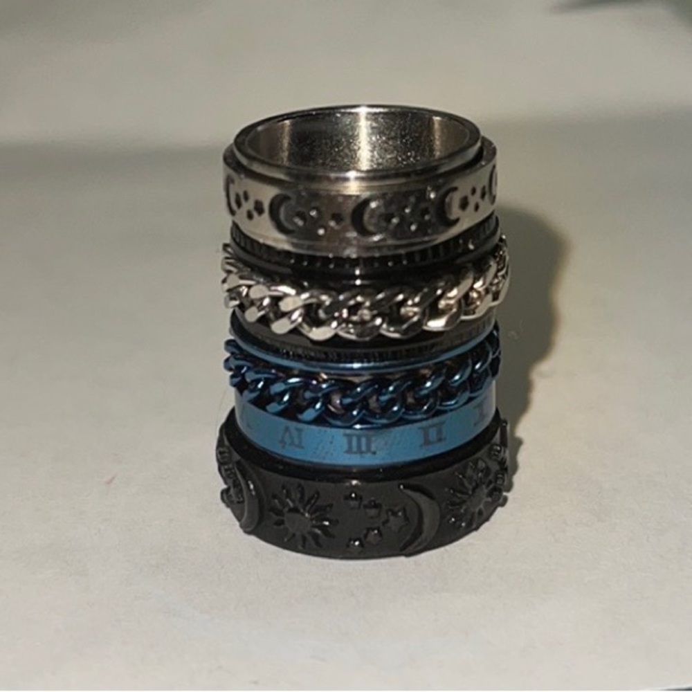 Sterling Silver Fidget Rolling Rings 4 Pack Size 6 Non Rust
